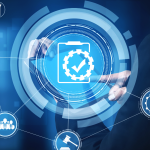 Futuristic image of automated compliance in industries with high regulations. Such as legal, healthcare and finance